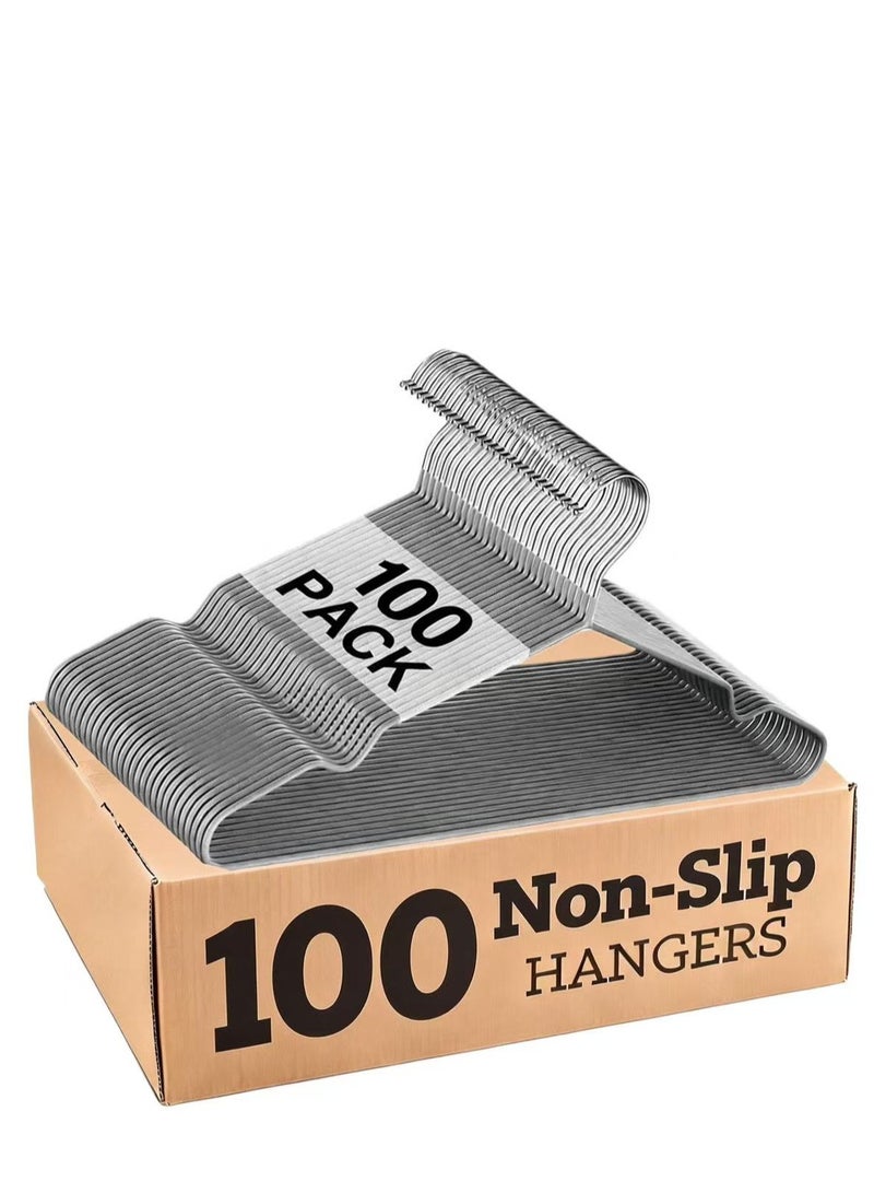 ZAYVA 100-Piece Non-Slip Hanger Set, Heavy Duty & Space Saving for Clothes - Grey - Image 1